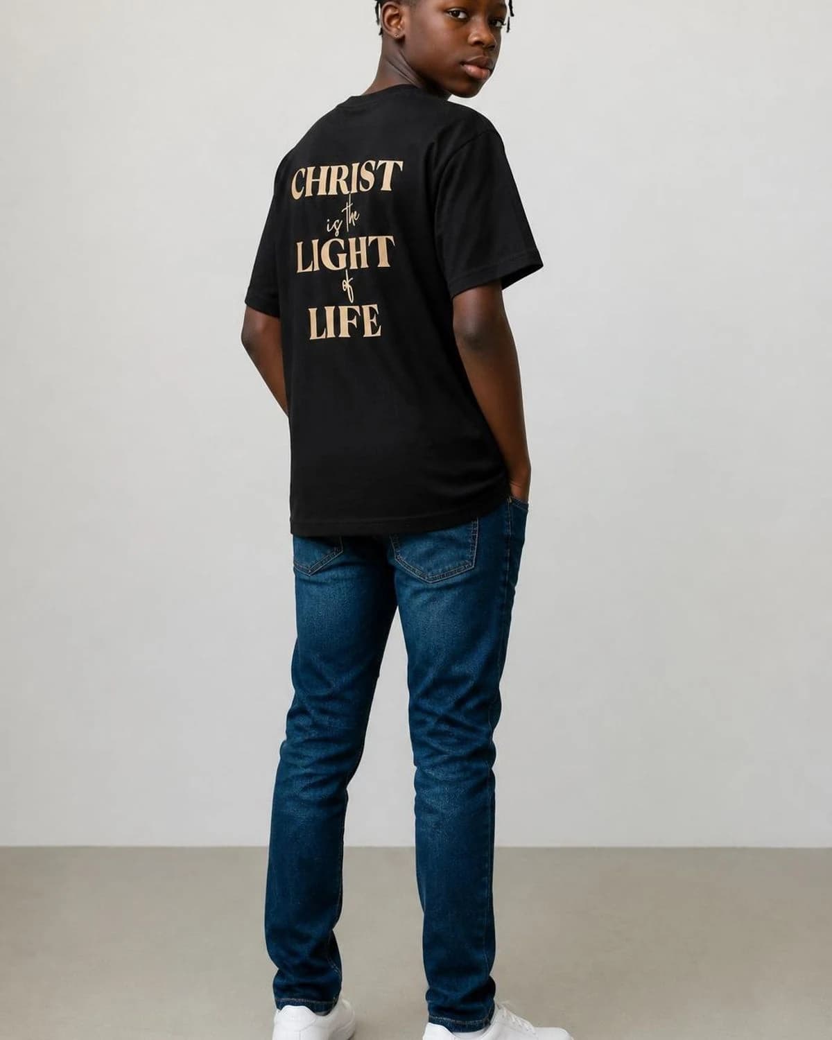 Black Light of Life tee in the studio